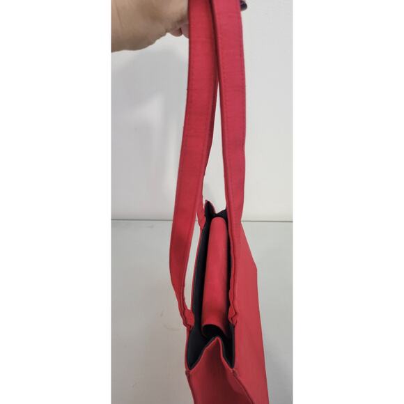 Kate Spade Red Handbag Small Double Straps Purse Satin Vintage Bag Snap Close - Picture 10 of 13